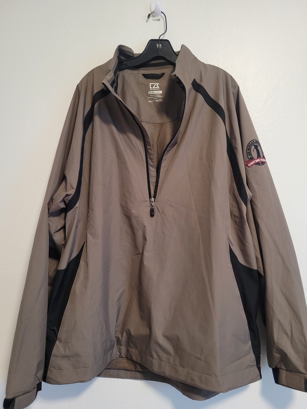 Cutter & Buck Taupe Pullover Windbreaker with Black Accents